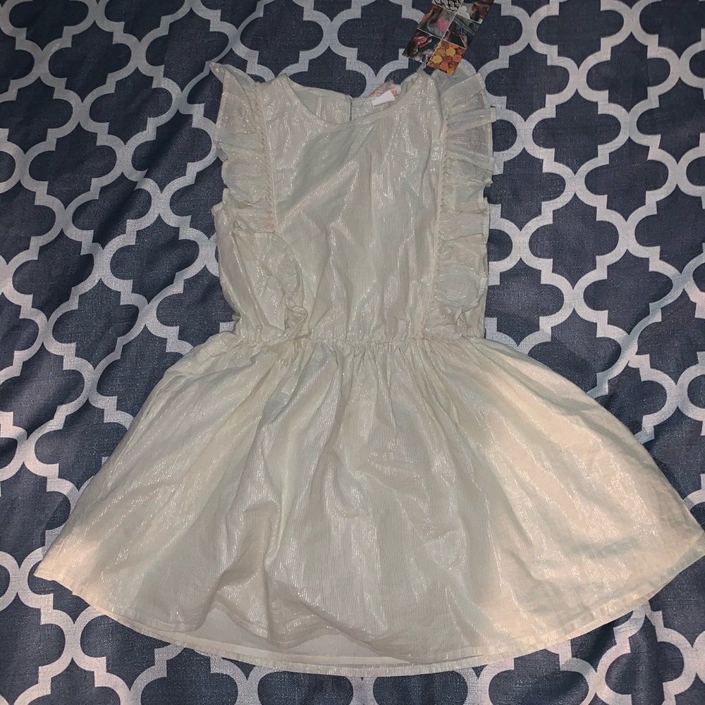 Girls Metallic striped dress, silver